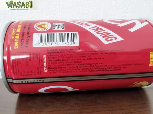 【八種類の素材】 ベトナム八宝ぜんざい 365g / Chè Sen Bát Bảo Minh Trung (Dạng Lon)